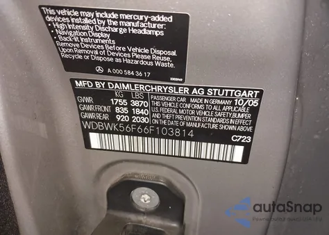 2006 Mercedes-Benz Slk 350 z USA, uszkodzony, nr VIN WDBWK56F66F103814